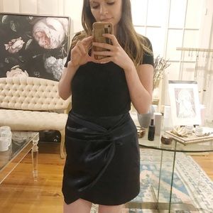 Blue velvet skirt with wrap detail